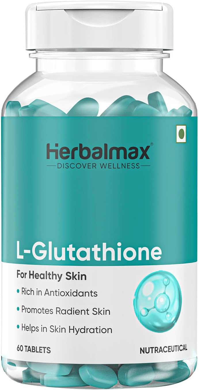 - L-Glutathione Tablets for Skin Glow – 60 Tablets | With Vitamin C & Antioxidants | Supports Radiant & Healthy Skin | Unisex Supplement