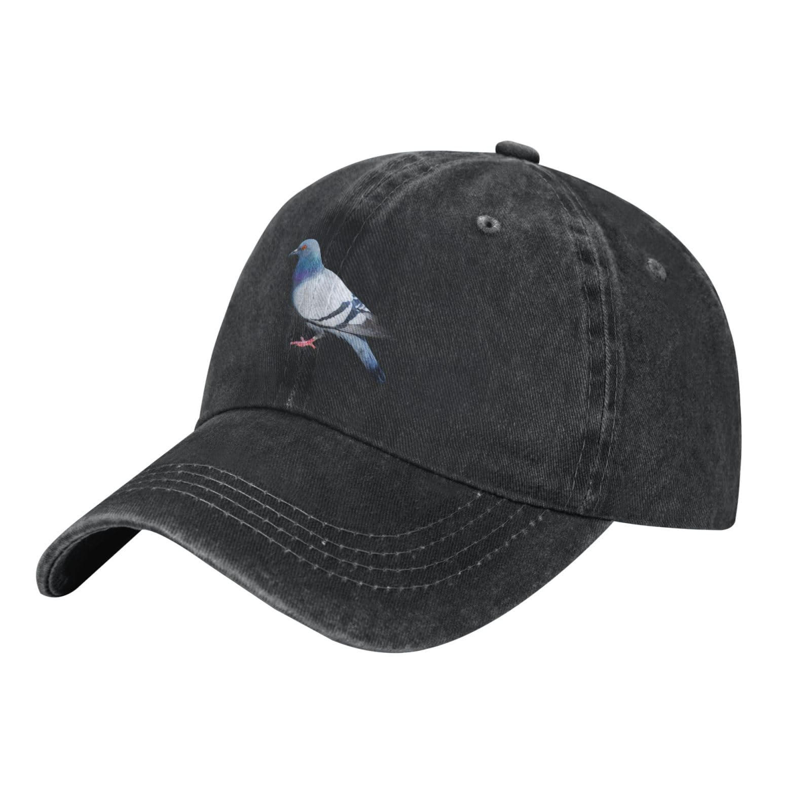 Yfsgdlbn Unisex Black Pigeon Printed Casquette Washed Cowboy Baseball Cap