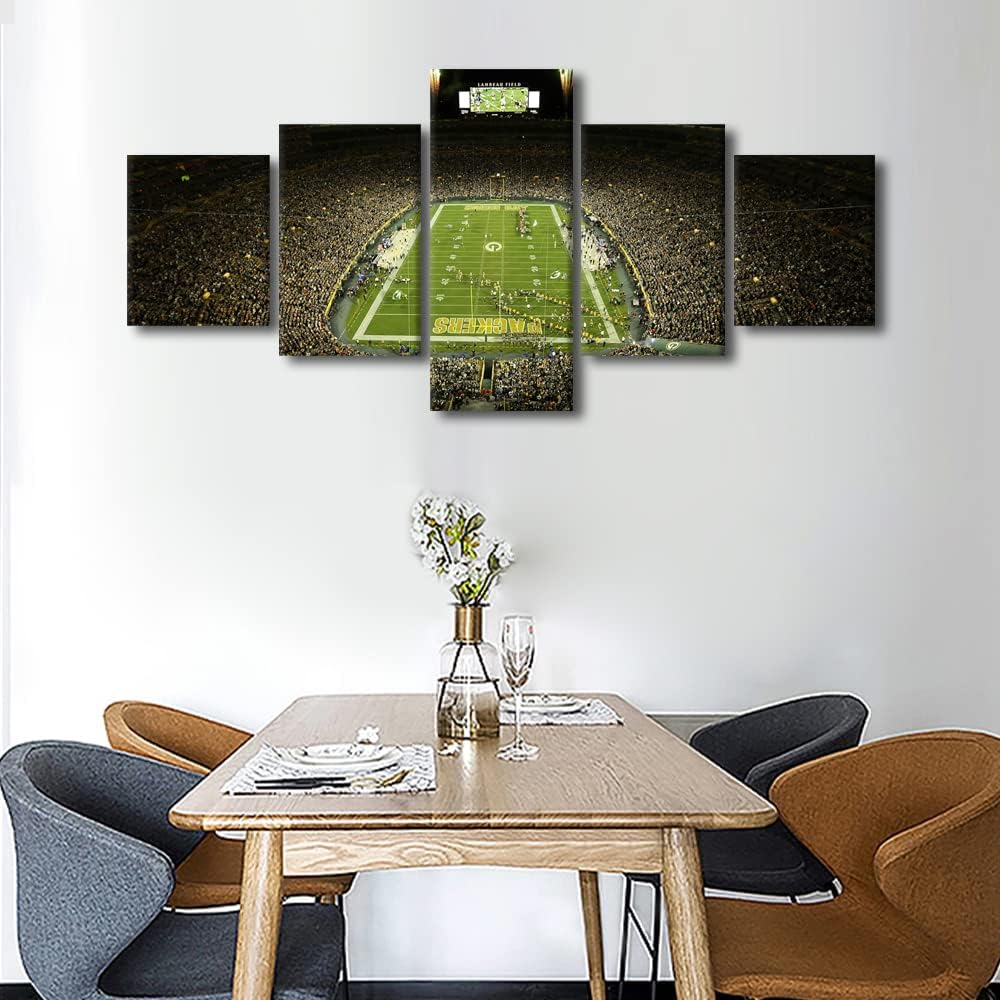 Office Wall Art Lambeau Field Large Canvas Wall Art Green Bay Contemporary Modern Artwork Football Stadium Pictures Wall Art for Living Room Bedroom House Decorations Framed Ready to Hang - 50"Wx24"H