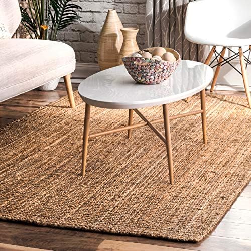 nuLOOM Ashli Handwoven Solid Jute Rug, 8′ 6″ x 11′ 6″, Natural