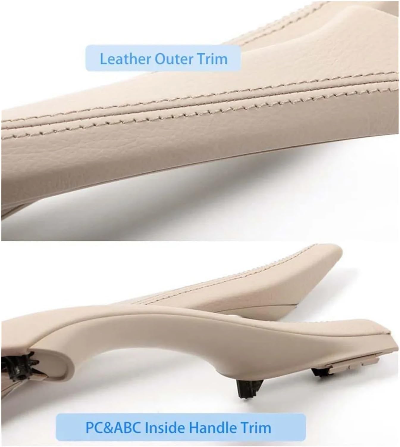 Grab Handles Left Hand Drive LHD Leather Interior Door Pull Handle Assembly Set Fit for BMW 5 Series F10 F11 F18 520 523 525 528 530 535 Universal(Gray 2pcs Set)