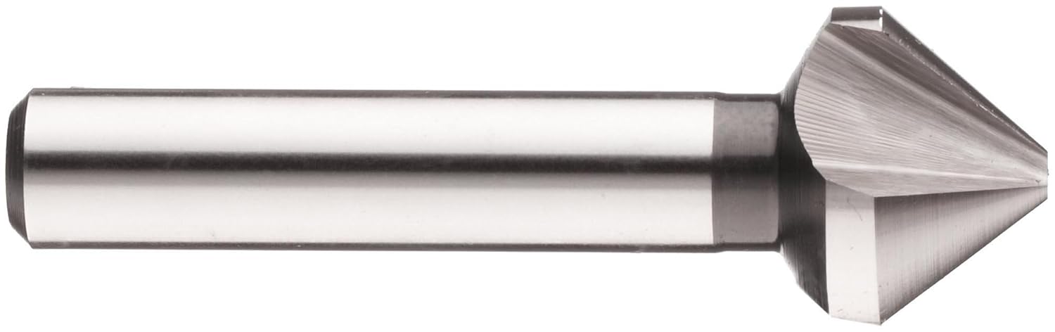 Dormer G154 Series High-Speed Steel Single-End Countersink, Uncoated (Bright) Finish, 3 Flutes, 82 Degrees, Round Shank, 8 mm Shank Dia., 12.4 mm Body Dia.