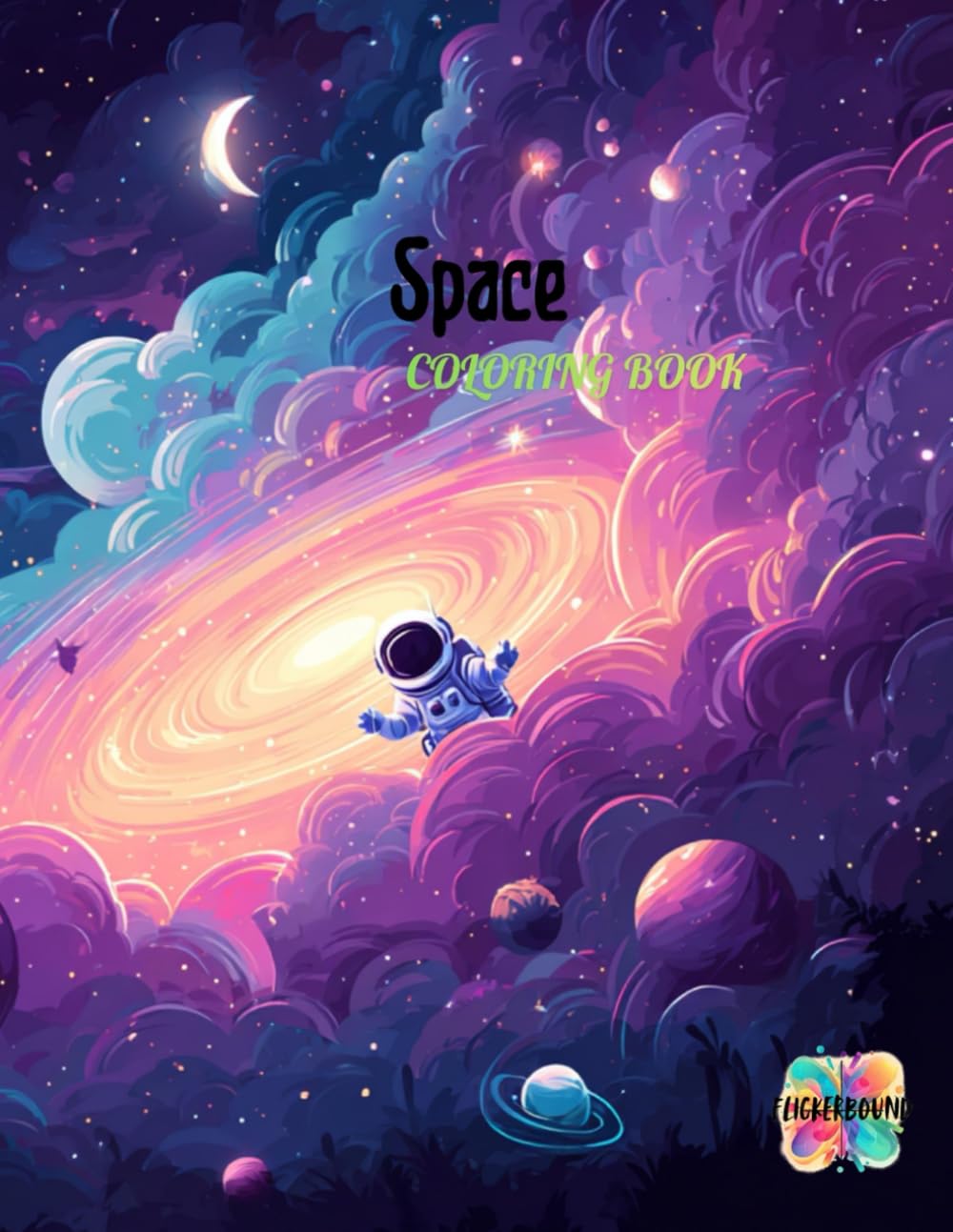 Space Coloring Book with Calm Cosmic Scenes: 50 Relaxing Pages with Planets, Stars, Astronauts, and Peaceful Galaxies