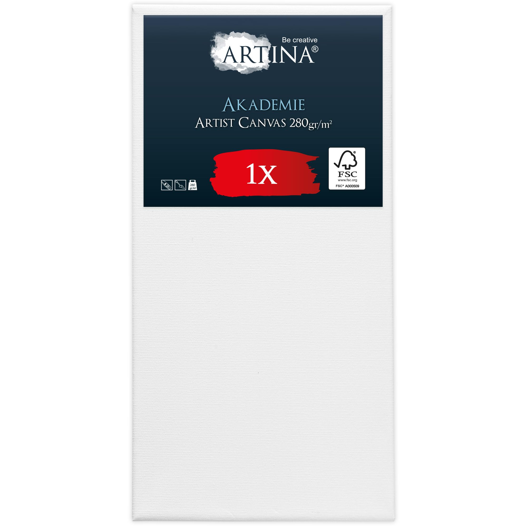 Artina Lienzos para Pintar Grandes 60x120 cm – 100% Algodón 280g/m² – Lienzo Blanco para Pintar con Bastidores de Madera FSC® Canvas Lienzo para Pintar – Akademie