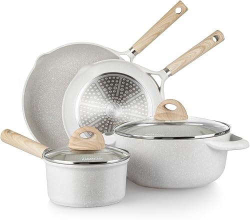 KASANOVA 6Pcs Pots and Pans set, Die-cast aluminum cookware, Kitchen Induction P