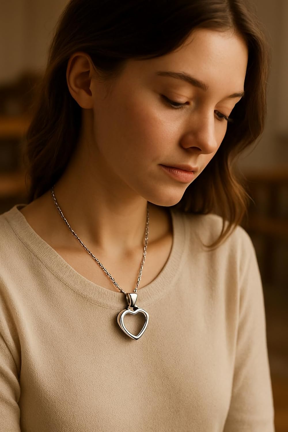 Heart Pendant Necklace For Ashes Stainless Steel Hair Locket Keepsake Memory Glass Urn Cremation Vial Necklaces - Image 3