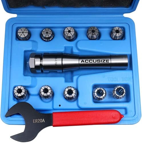 Miniatura 27 de Accusize Industrial Tools R8 Shank Plus 8 Pcs Sistema de Collet Er16, 3/32" - 3/8", 1 Llave en una Caja Ajustada, 0223-0944