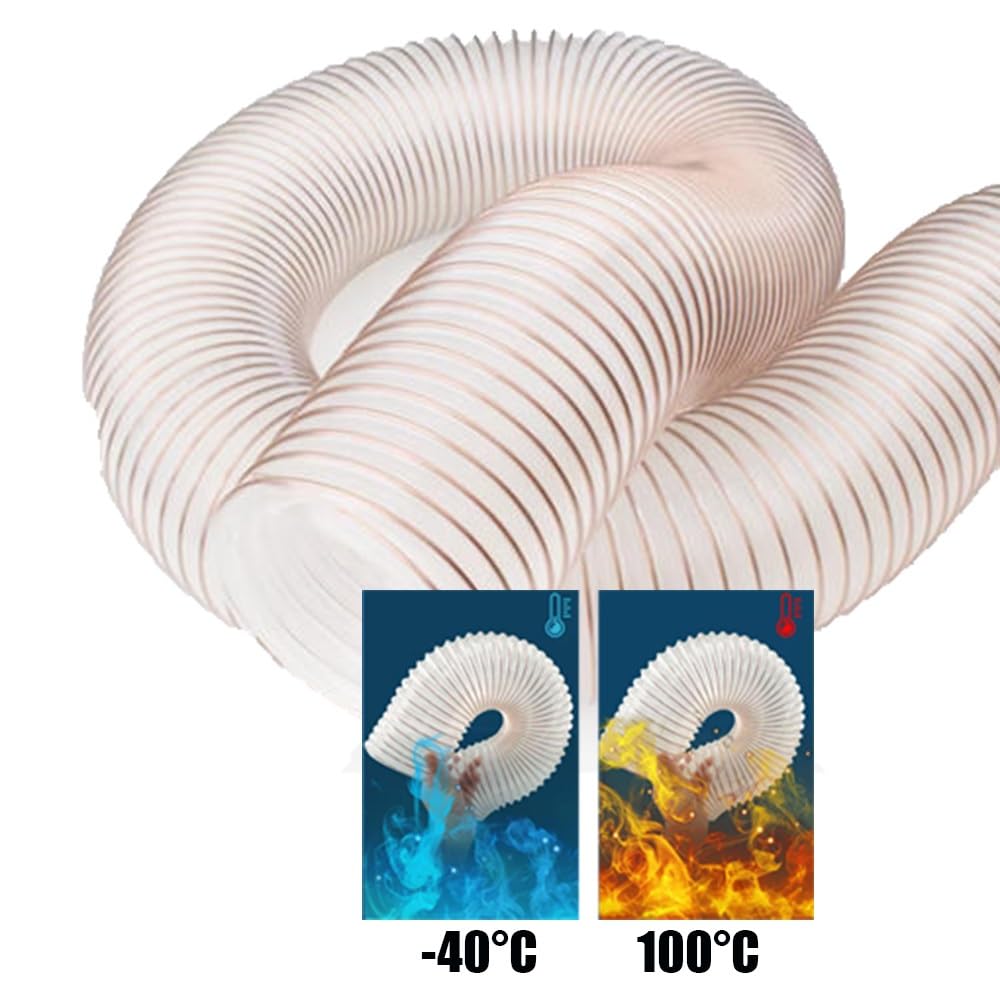 Tubo flessibile per raccolta fumi, da 0,9 m a 4,9 m, flessibile, trasparente, per la lavorazione del legno, diametro da 6,3 cm a 10,2 cm, ideale per l'uso con aspirapolvere sul prato