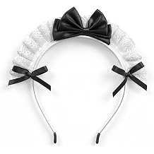 Maid Headband Women Lolita Headband Sweet Fashion Lace Bow Hair Band Maid Anime Cosplay Headwear Lolita Headpiece Maids Accessories for Cosplay, Halloween,and Themed Parties