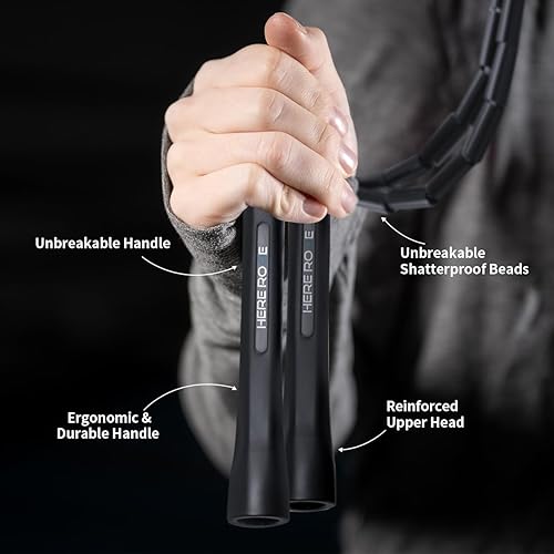 Miniatura 2 de hererope - Cuerda de saltar ajustable con cuentas para adultos, niños, cuerda de saltar con cuentas de 10 pies con asas irrompibles y cuentas