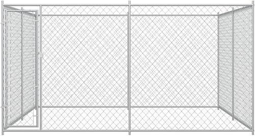 Vista 32 de Valla de acero galvanizado para perros al aire libre con techo, jaula para perros grande, corral para perros al aire libre, valla para patio trasero