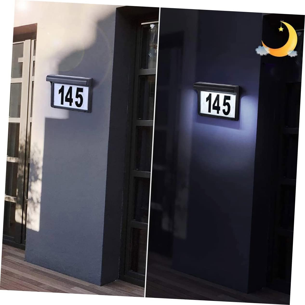 Solar House Number Outdoor Decorative Lighted Address Plaque Solar Led