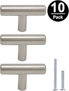 Gobrico Euro Style T-bar Handle Pull Knob For Kitchen Cabinet Cupboard Drawer Dresser Satin Nickel - Single Hole, 50mm/2in Overall Length- 10Pack - coolthings.us