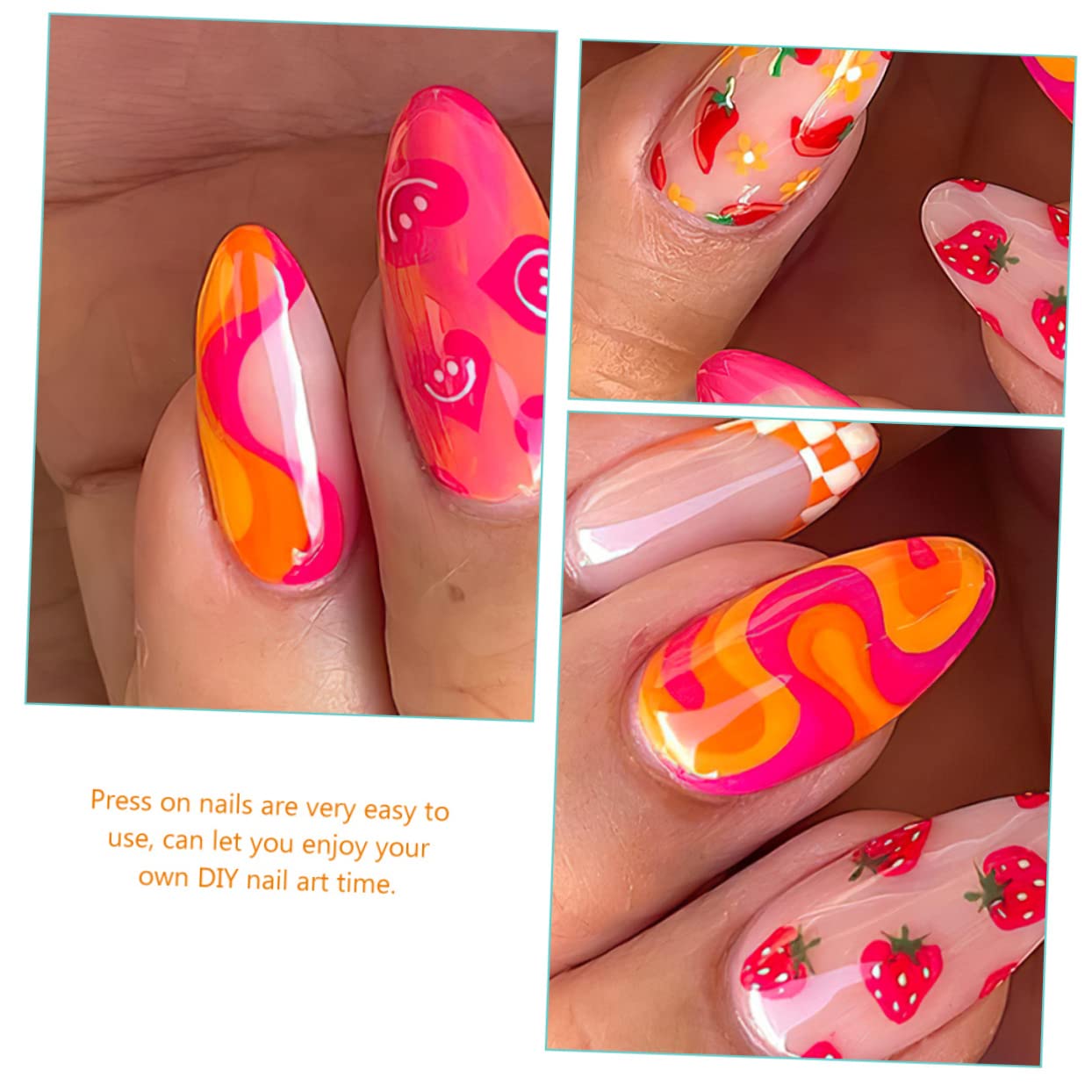 FRCOLOR 144 Pz Finte Di Frutta e Verdura Consigli Per Finte Manicure Finte Finte Con a Frutta Pressione Media Sulle Kit Per Materiale Abs