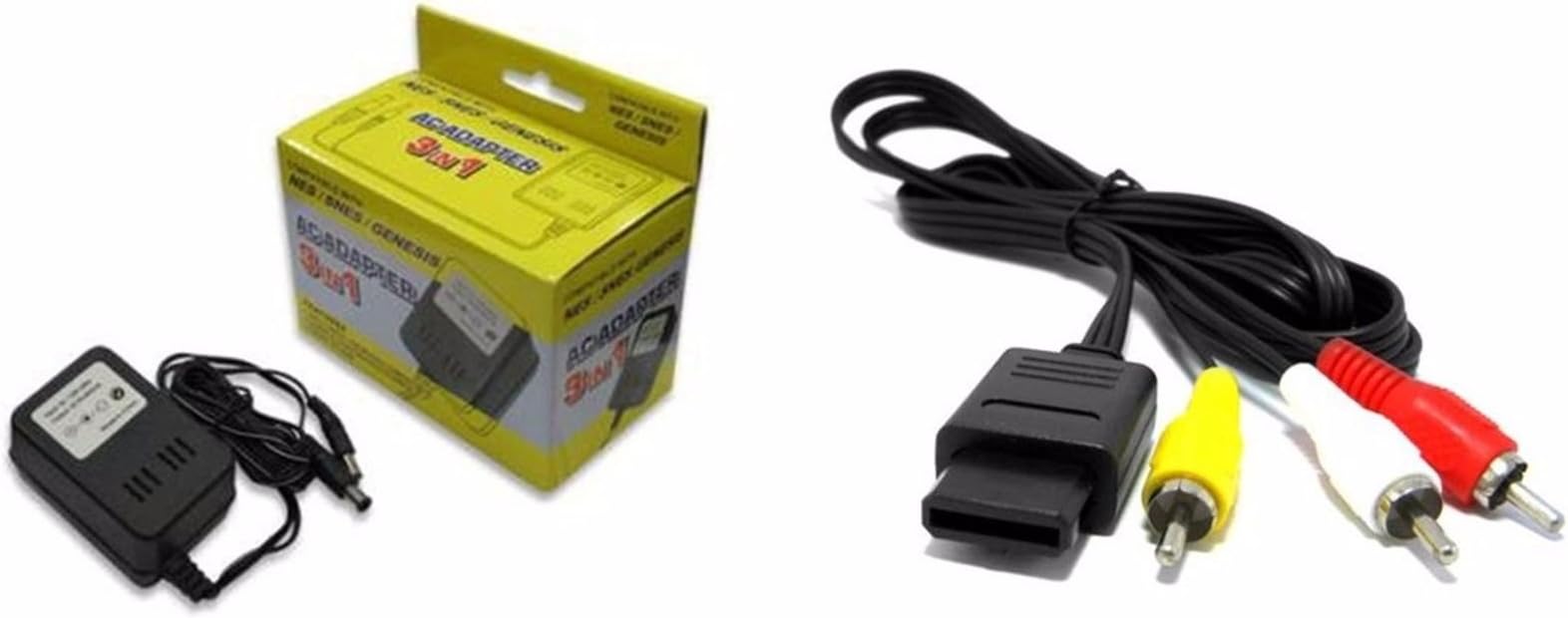 Video Game Accessories NEW POWER CORD AC ADAPTER FOR SUPER NINTENDO +SUPER NINTENDO AV CABLE BUNDLE