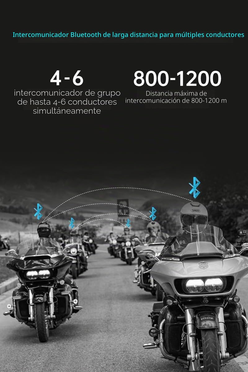 FreedConn Auriculares Bluetooth para motocicleta FX PRO 10 Riders Group Bluetooth para casco, intercomunicador, sistema de comunicación IP67, cuerpo ultrafino con intercambio de música