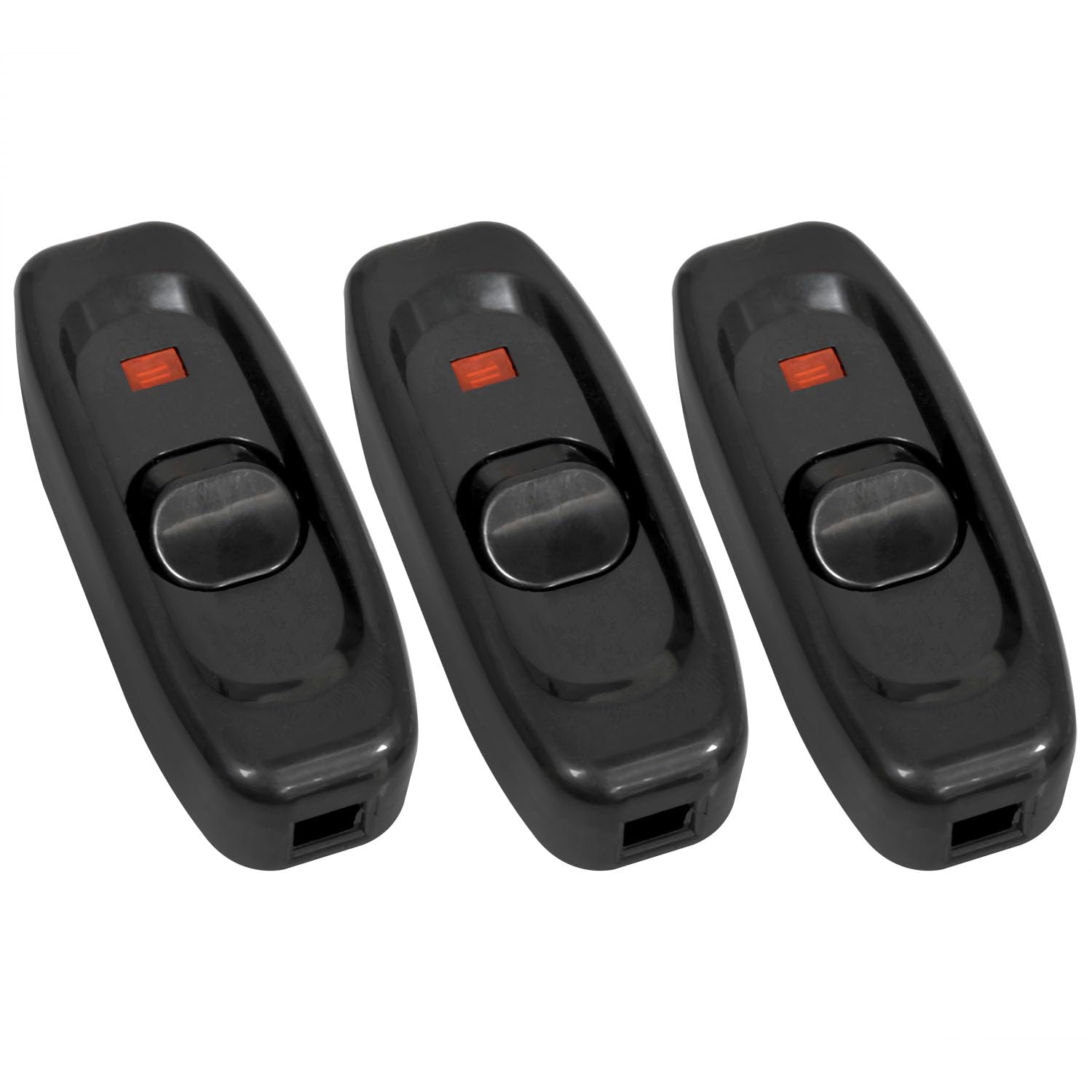 Dsjnf On/Off Black Button Inline Cord Switch for Table Lamp Bed Lamp 10A 250V-3PCS