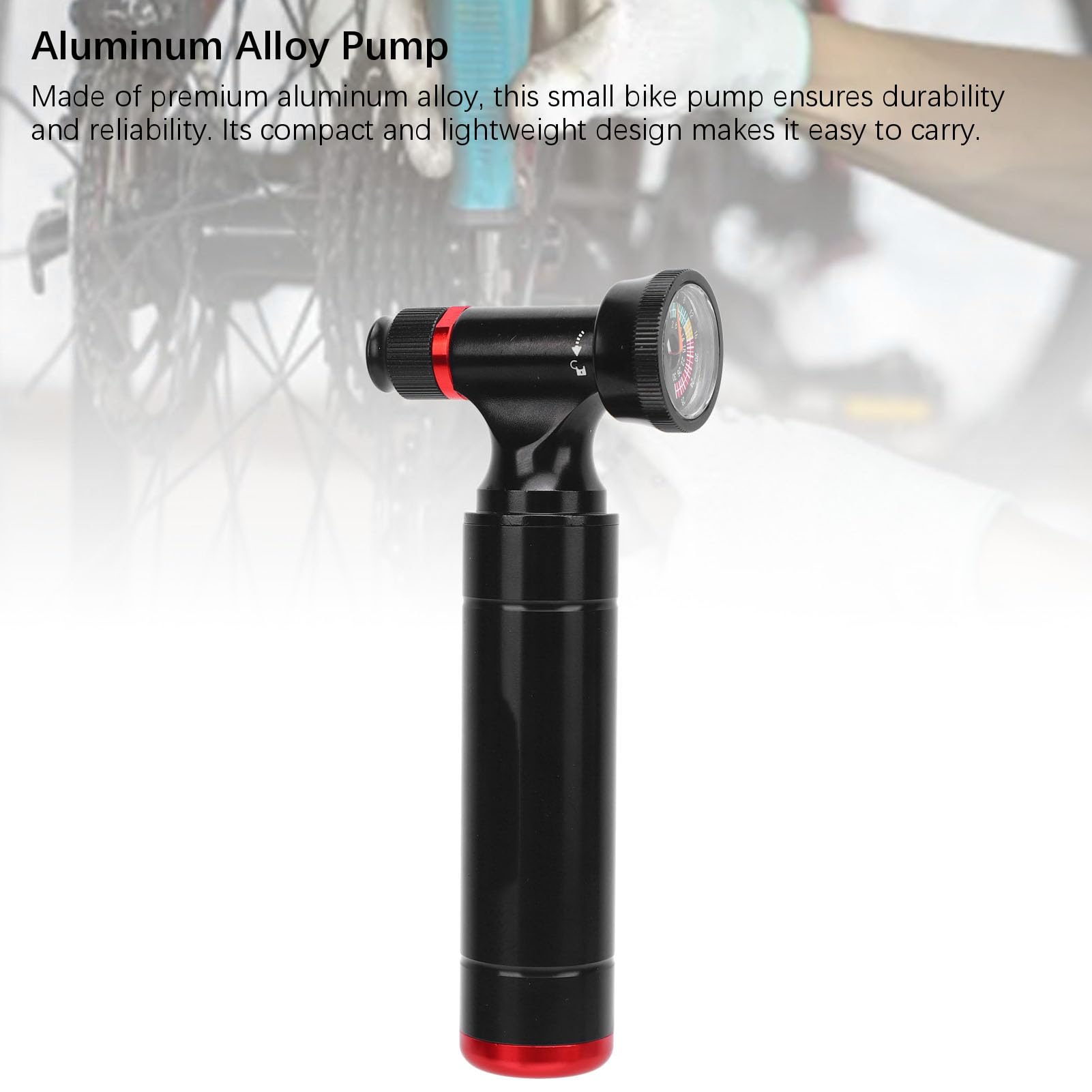 Yosoo Health Gear Mini Pompa per Bici Pompa per Pneumatici per Bicicletta in Lega di Alluminio con Manometro per e Valvola Francese Gonfiatore per Pneumatici per Bici CO2 Portatile per Ciclisti di