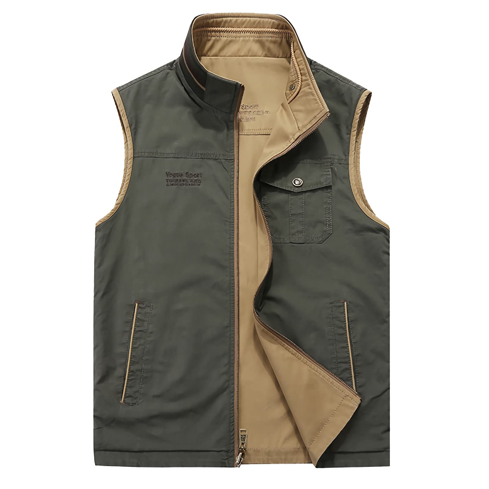 Gilet Uomo Estivo Cotone Gilet Uomo Multitasche Cotone Leggero TAGLIE FORTI Da M A 5XL Caccia Pesca Hobby Gilet In Cotone Uomo - Foto 7