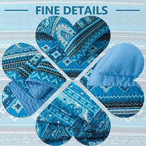 VAPUTAR Cotton Quilt Queen Size Bedding Set - 3 Pieces Queen Quilt Bedding Set, Boho Queen Size Quilts, Lightweight Reversible Coverlets Bedspreads for Farmhouse Bedroom (Blue)