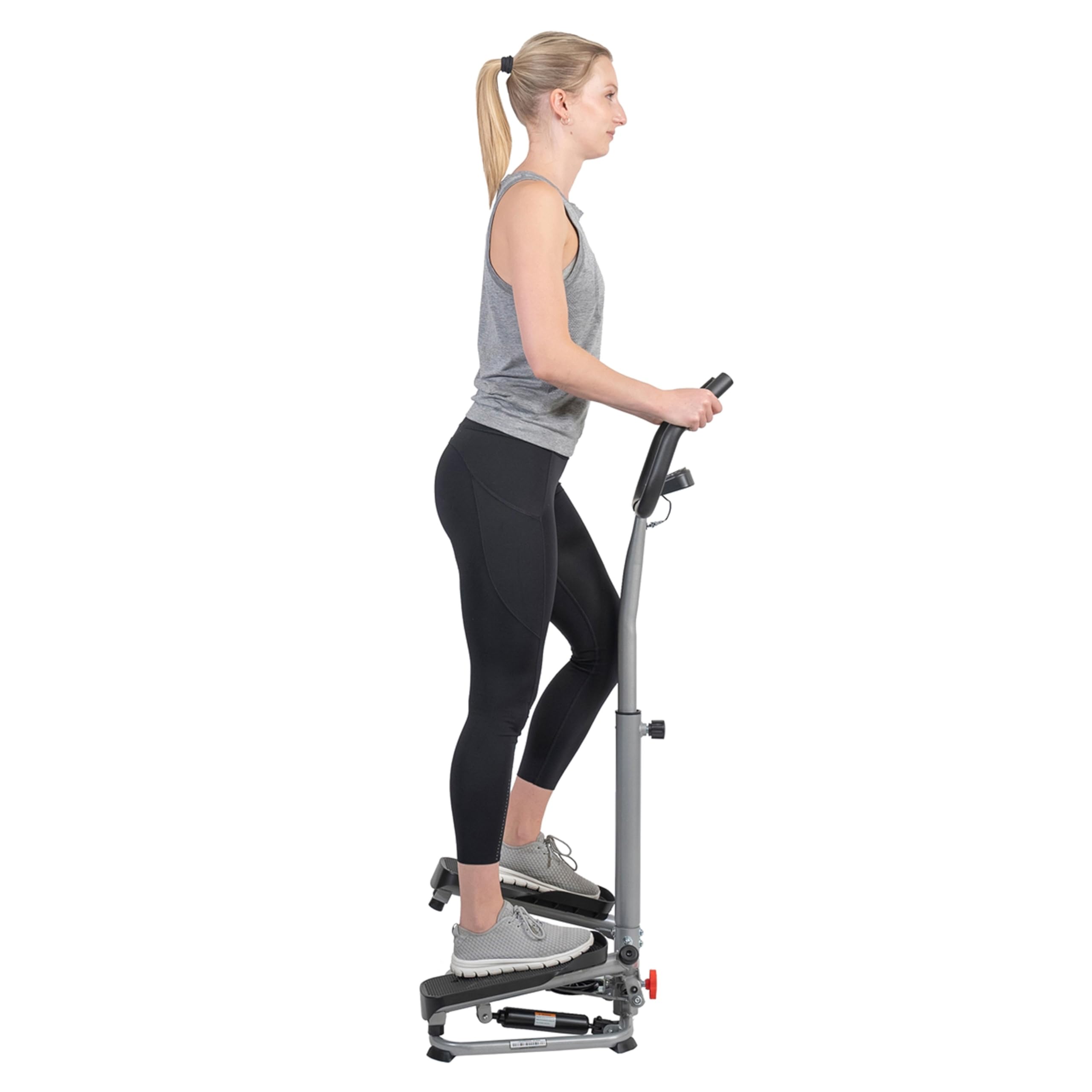 Sunny Health & Fitness Stair Stepper w/Handlebar, Height-Adjustable, Low-Impact Cardio Workout for Legs, Core and Glute, LCD Monitor, Optional SunnyFit App Enhanced Connectivity