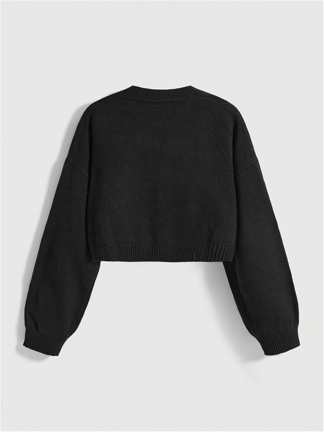 Women's Cropped Cardigan Boho Gothic Floral Embroidery Long Sleeve V Neck Button Down Knitwear Spring Sweater - Image 2