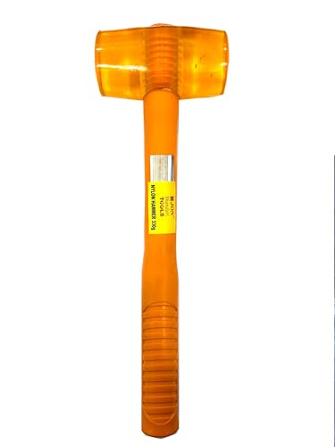 Image of Jon Bhandari Tools 330g Nylon Hammer - Non-Marring Soft Face Hammer with 50mm Head for Automotive, Woodworking, Metal Assembly & DIY - Durable, Shock Resistant, High-Visibility Design