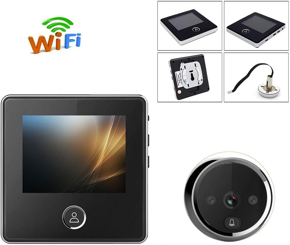 LMtt Wireless Video Doorbell, WiFi Doorbell Camera, Peephole Camera with LED Screen,1200mAhBattery/Night Vision/chargable battery inside/75 photo loops