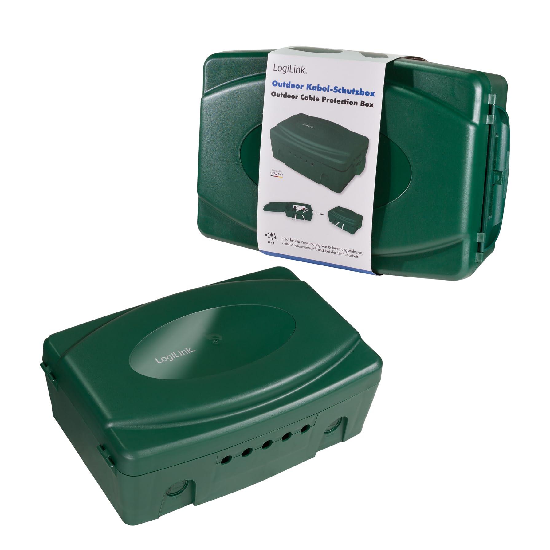 Logilink - Caja electrónica Resistente a la Intemperie para Uso en Exteriores en Verde con protección contra el Polvo y Salpicaduras (IP54), 32 x 21 x 11,5 cm