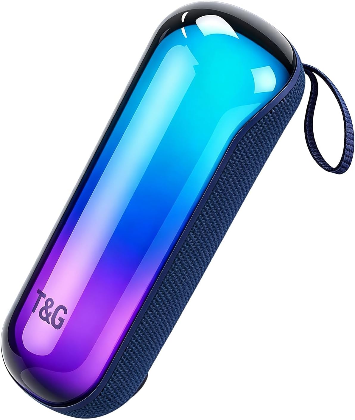 T&G Bluetooth Speaker with RGB Lights, 15W Loud Stereo Sound, IPX4 Waterproof Shower Speaker, 24H Battery Portable for Outdoor Party Beach Pool