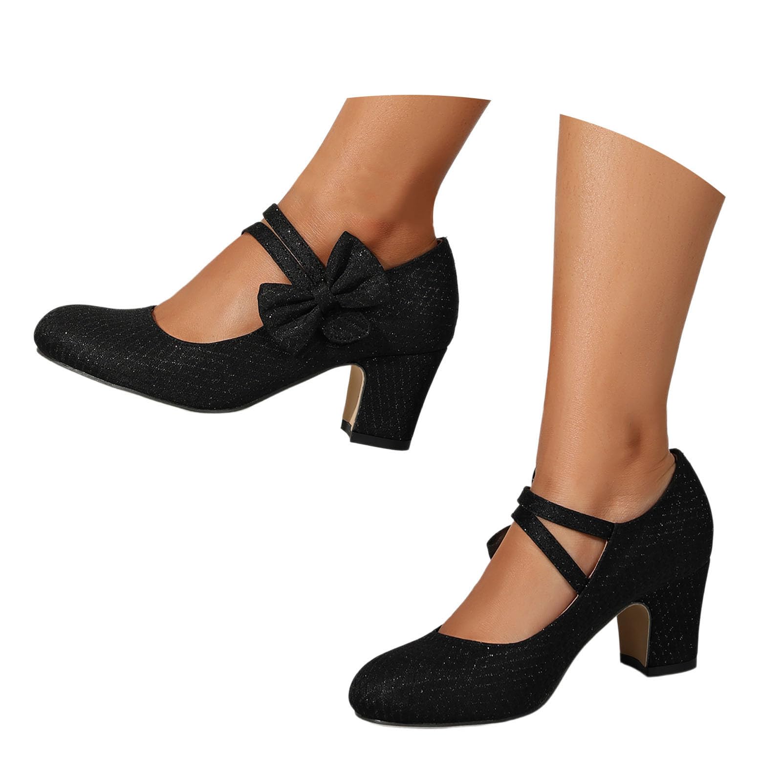Zapatos de tacón tradicionales para mujer con hebilla, zapatos de baile gruesos para novia, bailarina, elegantes calzoncillos de tacón en bloque en diseño atemporal, versátiles, combinables con looks