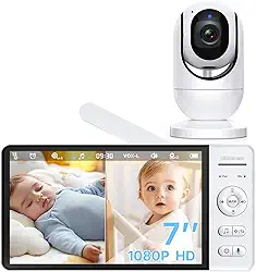 Babá Eletrônica OLANENEM, Tela IPS 7", HD 1080p, Visão Noturna, Alcance 300m, Comunicação Bidirecional, Bateria 5000mAh, Sem WiFi, Cartão SD até 32GB