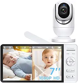 Babá Eletrônica OLANENEM, Tela IPS 7', HD 1080p, Visão Noturna, Alcance 300m, Comunicação Bidirecional, Bateria 5000mAh, Sem WiFi, Cartão SD até 32GB