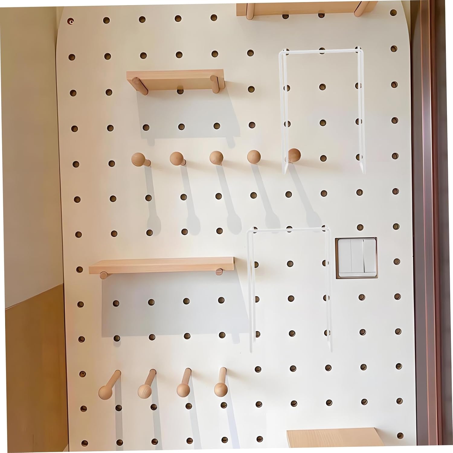 2pcs Office Desk Organiser Metal Pegboard Hangers Easy Setup Hooks for Computer Keyboard Retail Tool Storage