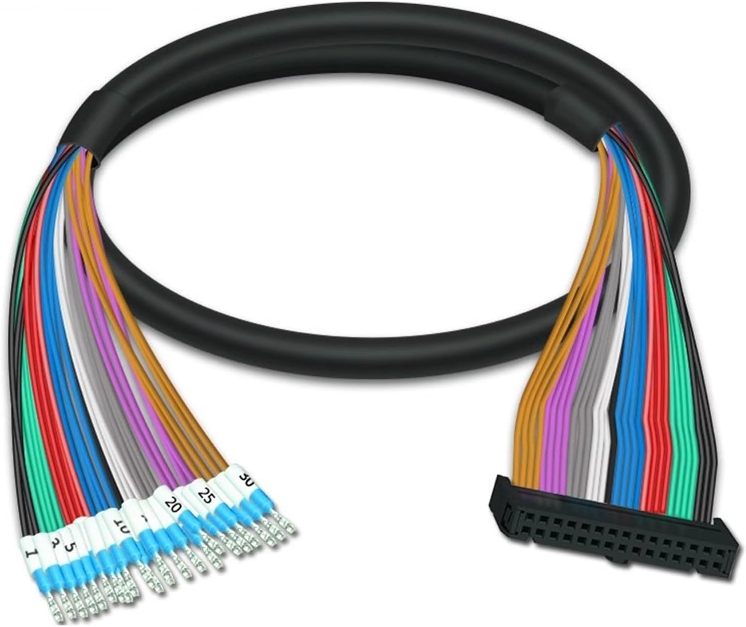 DIN Rail and Screw Mount IDC30 Interface Terminal Block Board Screw Pitch 6.35mm PLC30 Extension Cable(HL-IDC30-FF-1M)