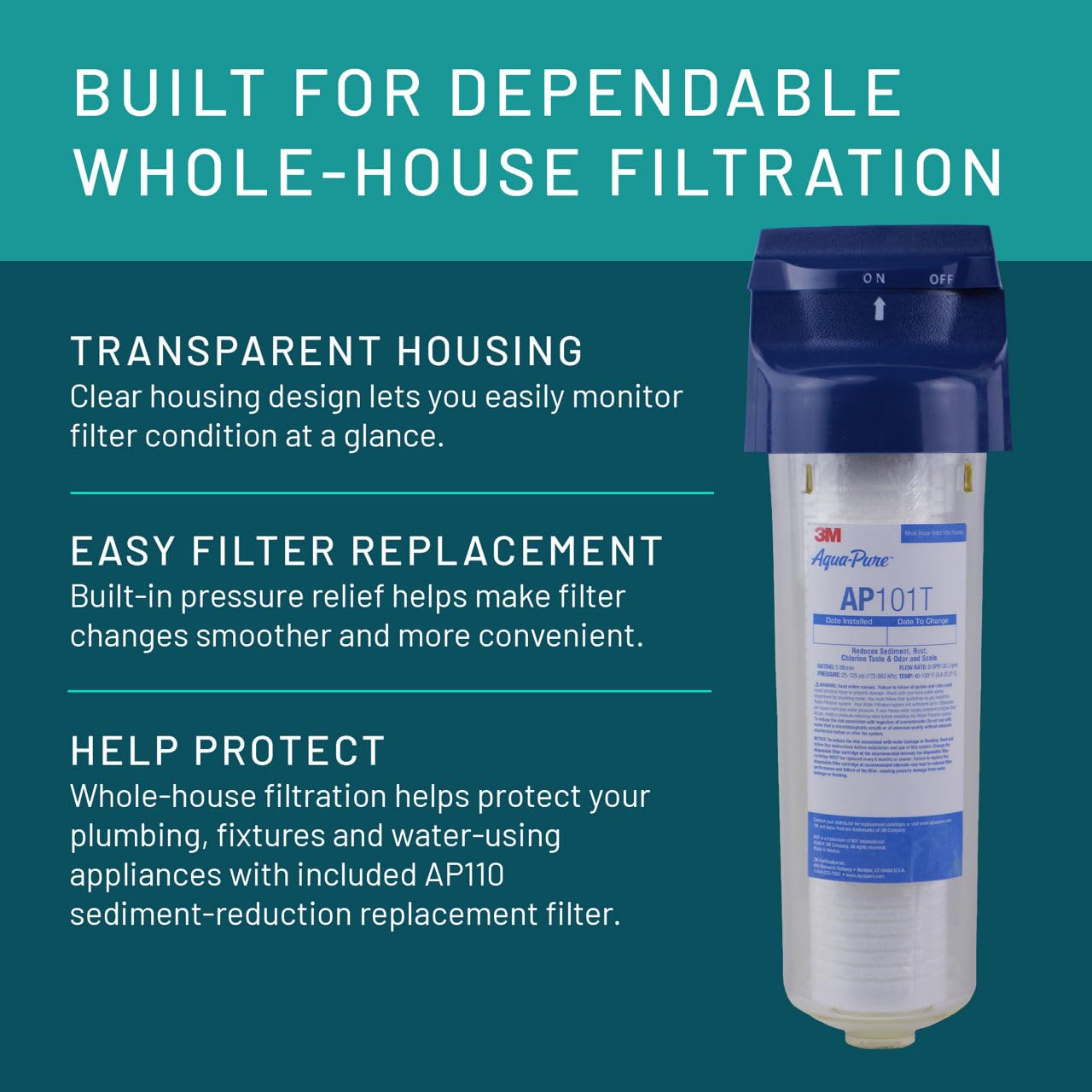 3M Aqua-Pure AP100 Series Whole House Water Filter Housing AP101T image 5