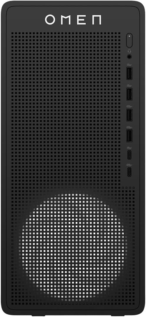 HP Omen 16L Gaming PC (RTX 5060 Ti 16GB, AMD Ryzen 5 8400F, 32GB DDR5 RAM, 2TB NVME PCIe SSD, RJ45, WiFi 6 + BT 5.4, USB-C, HDMI, Windows 11 Pro) Desktop Computer for Gamers w/RGB Accessories