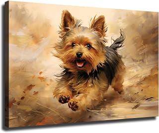 Yorkshire Terrier Dog Wall Art, Watercolor Yorkie Painting Print, Dog Home Decor, Animal Painting Art, Dog Memorial Lover Gift Ready To Hang (Framed,08×12-inch)