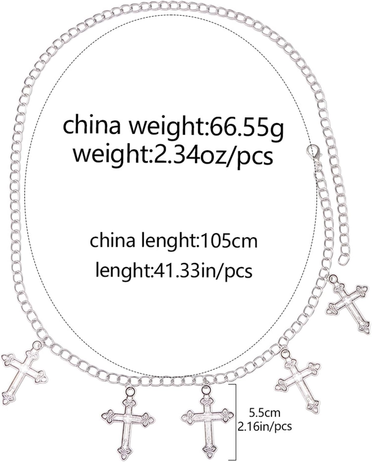 Silver Metal Waist Chain Belt Cross Metal Belt for Women Belly Body Chains Adjustable Punk Belt Chunky Gothic Waist Chain Rave Body Jewelry Accessories - Image 2