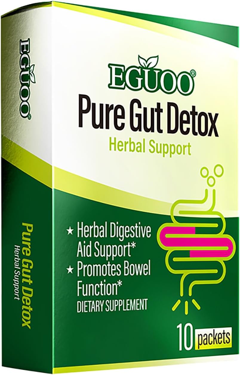 Pure Gut Detox Powder – Bloating & Digestive Support | 10 Sachets Colon Cleanse with 2,456mg Prebiotics, DigeZyme® Enzymes & Senna | Supports Regularity for Women & Men