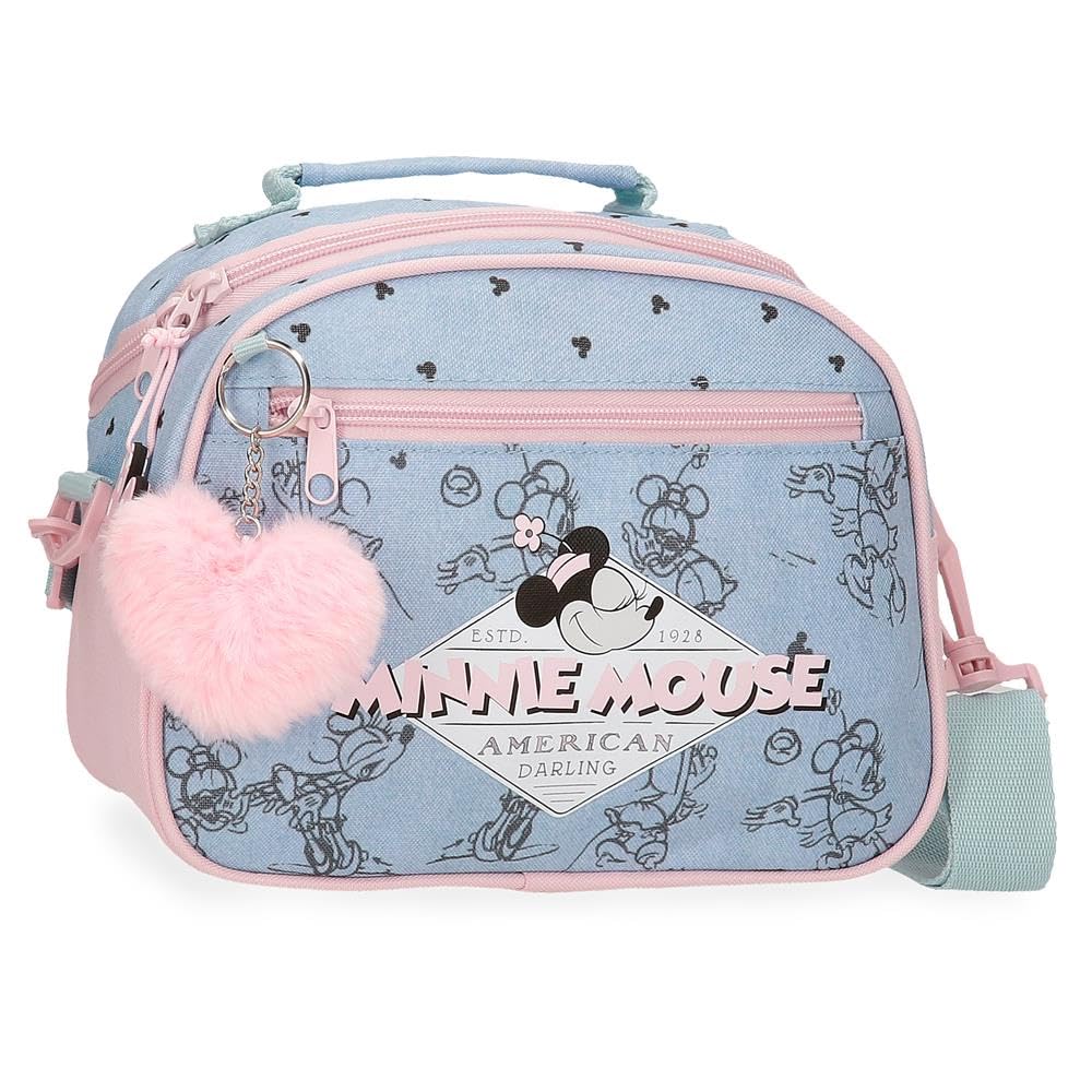 Disney Joumma Bags Minnie American Darling Estuches, bandoleras, Azul y Rosa, organizar y Llevar recogidos los lápices y bolígrafos, Varios Compartimentos.