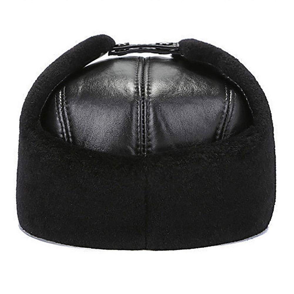 G&F The Elderly Leather Lei Feng czapka z daszkiem ze skóry bydlęcej podwójna klamra z ochroną uszu zima