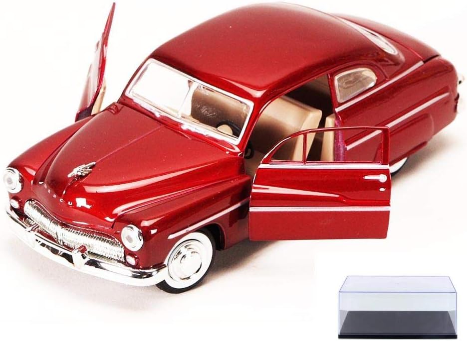 Diecast Car & Display Case Package - 1949 Mercury Eight Coupe, Red - Motormax 73225 - 1/24 Scale Diecast Model Toy Car w/Display Case