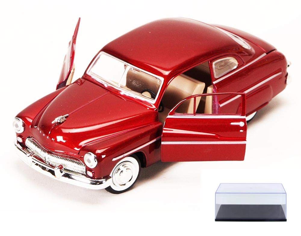 Diecast Car & Display Case Package - 1949 Mercury Eight Coupe, Red - Motormax 73225 - 1/24 Scale Diecast Model Toy Car w/Display Case