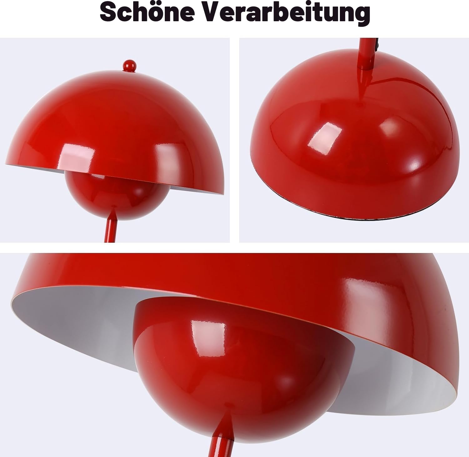 Alpinaluz Stehleuchte mit gewölbtem Parabolschirm: Klassisch, modern und nordisch, ideal für Wohnzimmer und Esszimmer mit E27-Sockel (Rot)