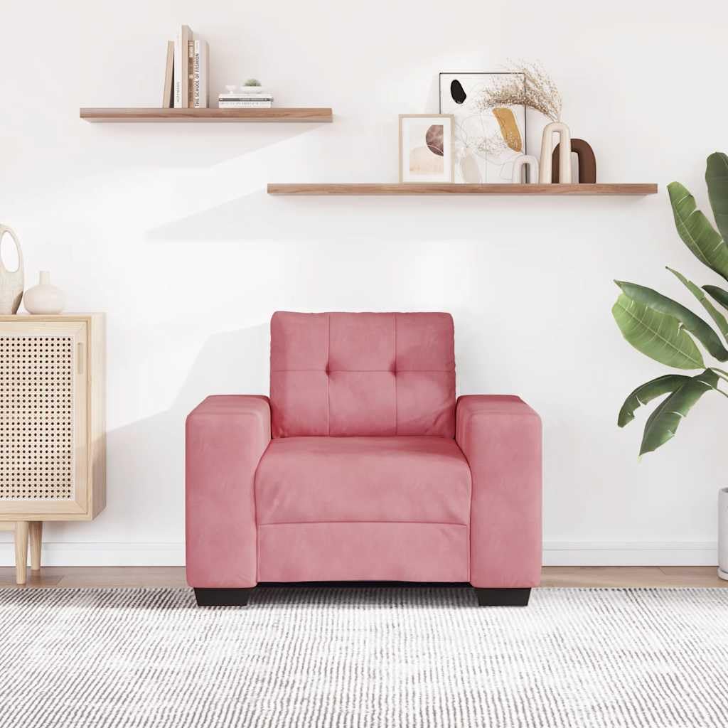 Fotel różowy aksamit 100 x 78 x 80 cm z wytrzymałą ramą ze sklejki i stali, wyściełany, funkcja relaksu, nie zajmuje dużo miejsca, do salonu, pokoju gościnnego i wszechstronnego zastosowania