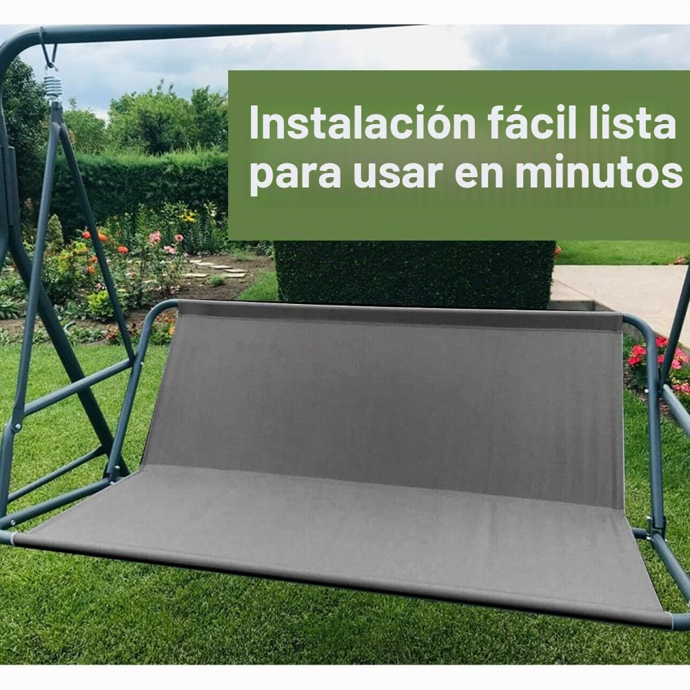 WingFly Funda de Asiento de Jardín para Columpio de Jardín, para Silla Mecedora de Jardín, Fundas para Silla de Jardín, 2 y 3 Plazas (115 x 48 x 48 cm), Impermeable, Color Gris