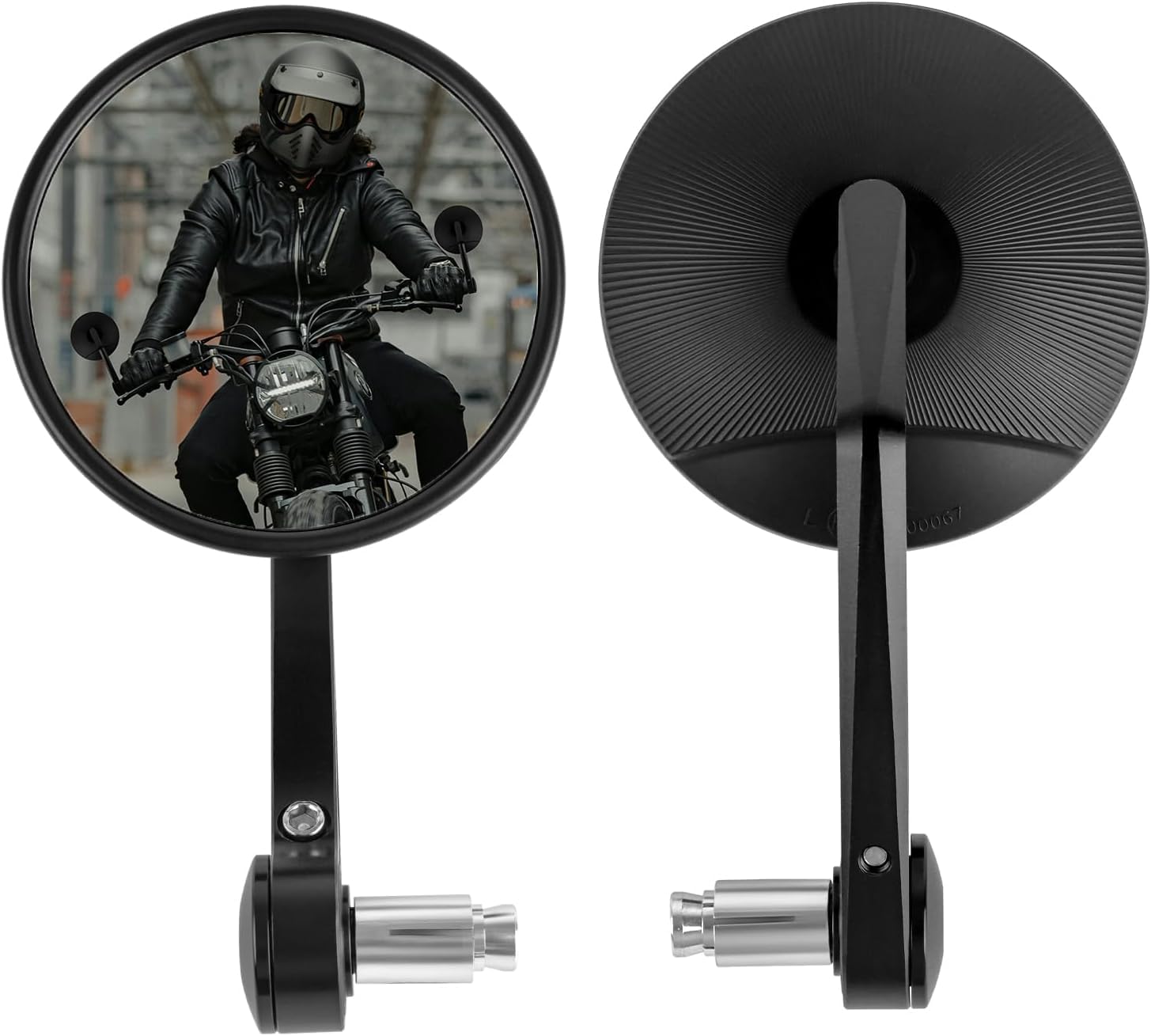 Motorcycle Bar End Mirrors, Long CNC Aluminum Alloy 7/8" Handlebar Mirrors Compatible With Honda Shadow Rebel 300 1100 Yamaha XSR900 Kawasaki Vulcan S KLR 650 Triumph Speed 400 Himalayan 450