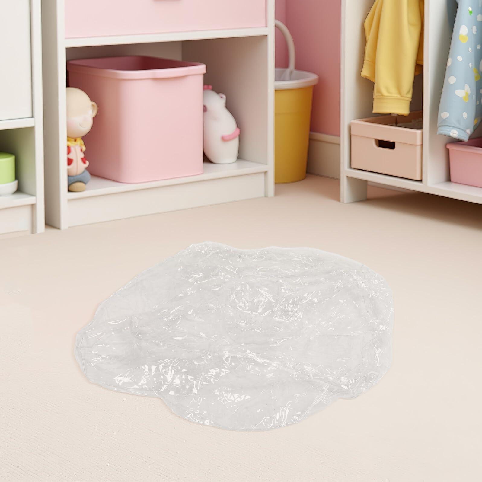 Pouf Contenitore Trasparente per Giocattoli di Peluche Cerniera in PVC Imbottito e Spazioso Borsa Porta Peluche per per Organizzare e Arredare la Cameretta