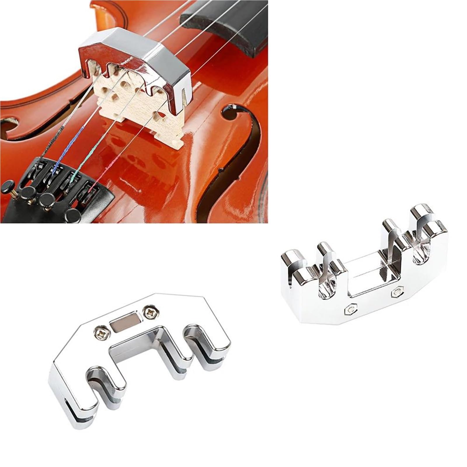 Accessoires Professionnels Violon Pièces De Rechange Pour Sourdine De Violon En Métal Idéales Pour Les Entraînements Nocturnes(Sliver)